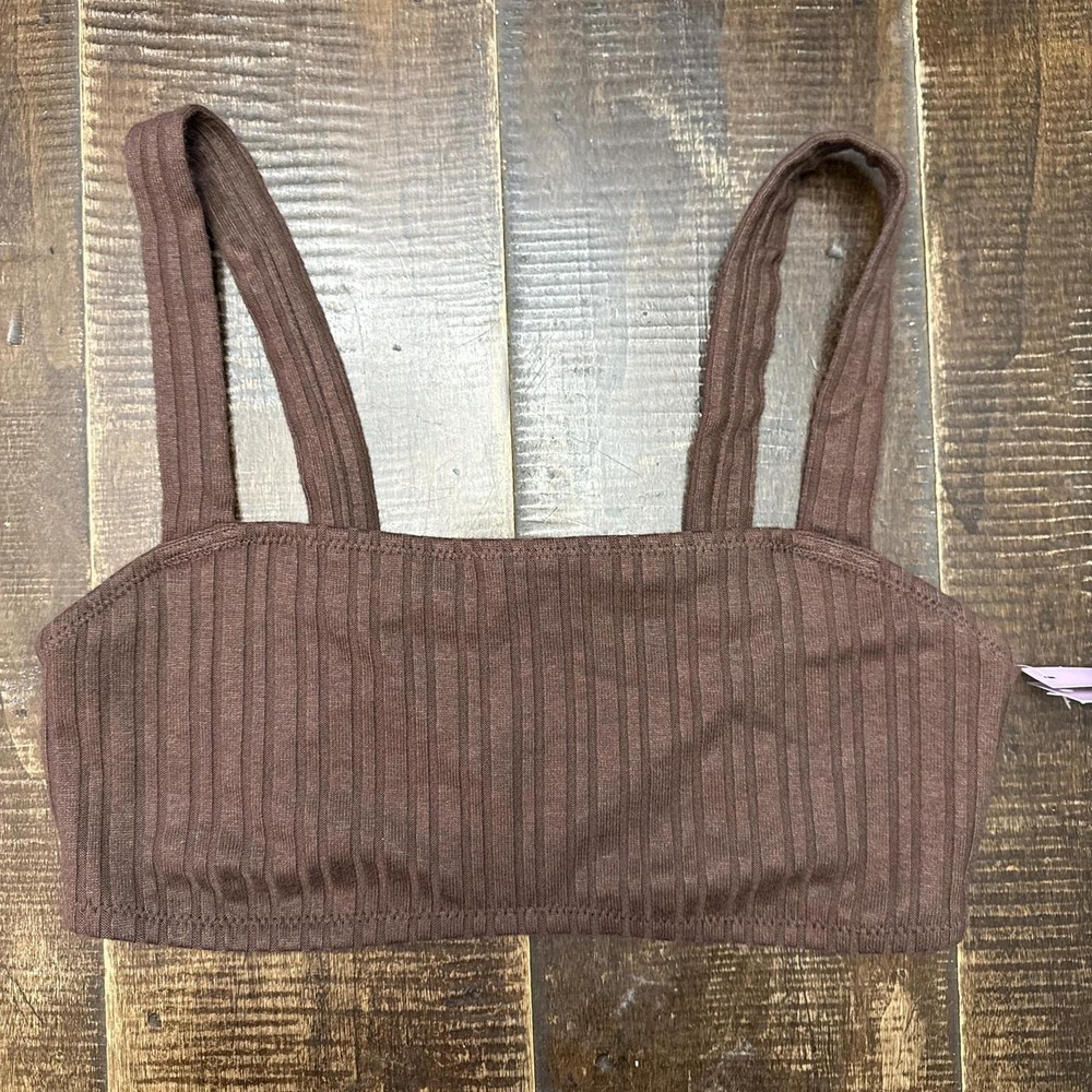 Wild Fable Brown Ribbed Crop Top